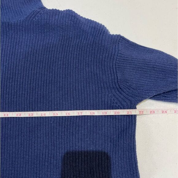 J Crew Ribbed Cotton Cashmere Blend Turtleneck Relaxed Sweater Sz S Blue - Picture 10 of 14